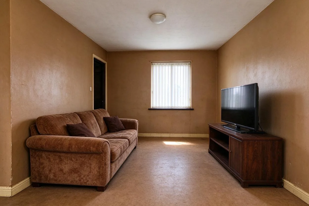 Living room restyled β drag to compare before